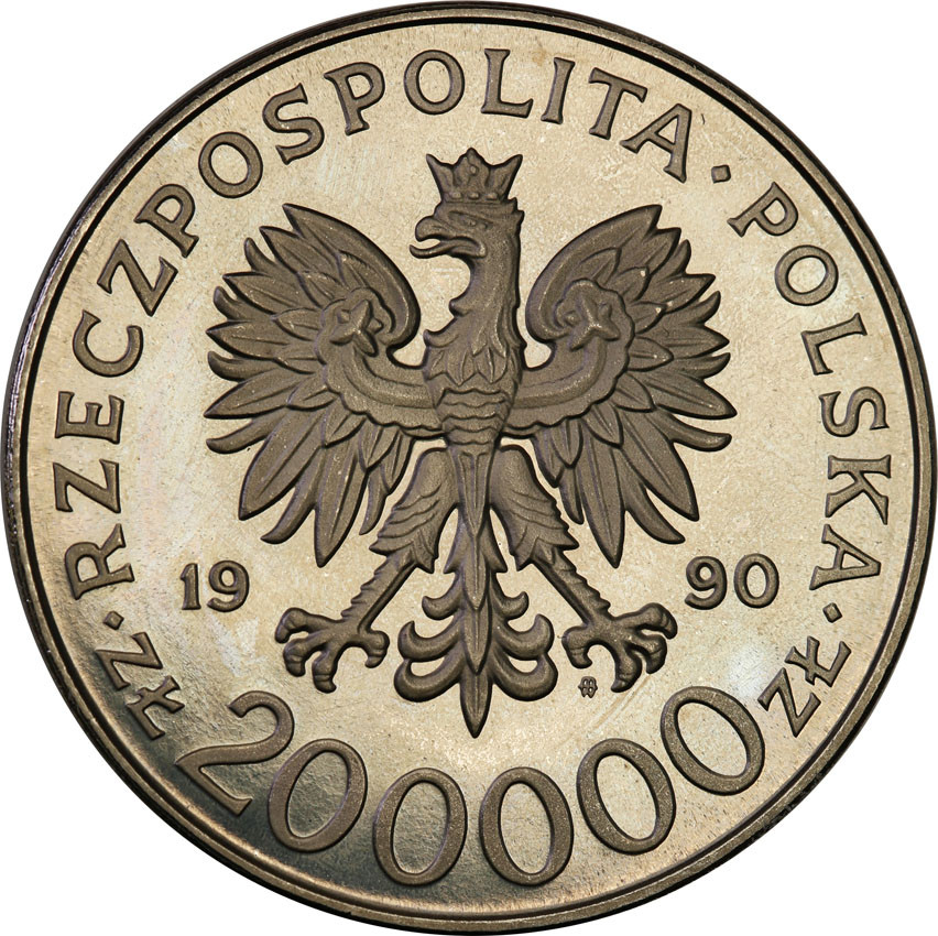 III RP. PRÓBA Nikiel 200 000 złotych 1990 Bór Komorowski